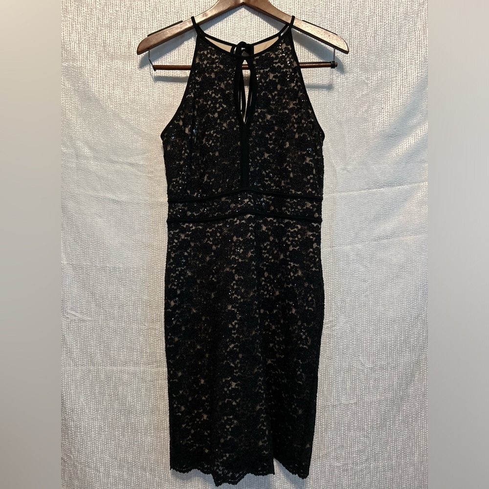 R&M Richards Short Black Mid-Length Formal Sequin Formal Dress Size 10